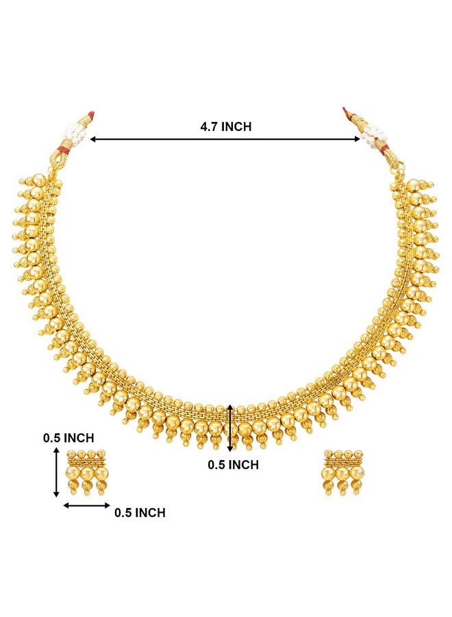 Peora Gold Plated Elegant Indian Traditional Choker Necklace with Earring Jewellery Set for Women Girls - Image 4