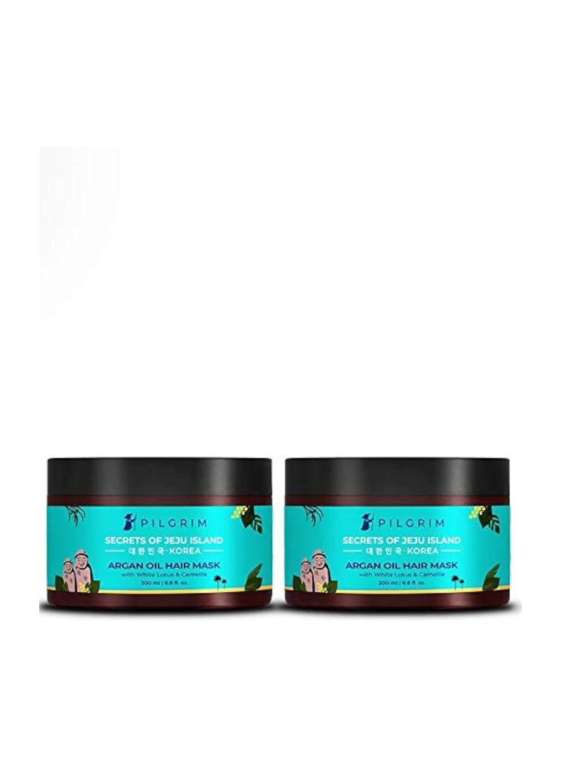 PILGRIM Pilgrim Pack of 2 Hair Mask and Pack (Argan Oil)Treats Damaged, Dry and Frizzy Hair, for Hair Growth and Hair Fall Control, Sulphate and Paraben Free, Korean Beauty Secrets, 200ml+200ml  - Image 1