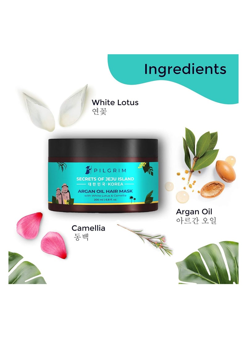 PILGRIM Pilgrim Pack of 2 Hair Mask and Pack (Argan Oil)Treats Damaged, Dry and Frizzy Hair, for Hair Growth and Hair Fall Control, Sulphate and Paraben Free, Korean Beauty Secrets, 200ml+200ml  - Image 4