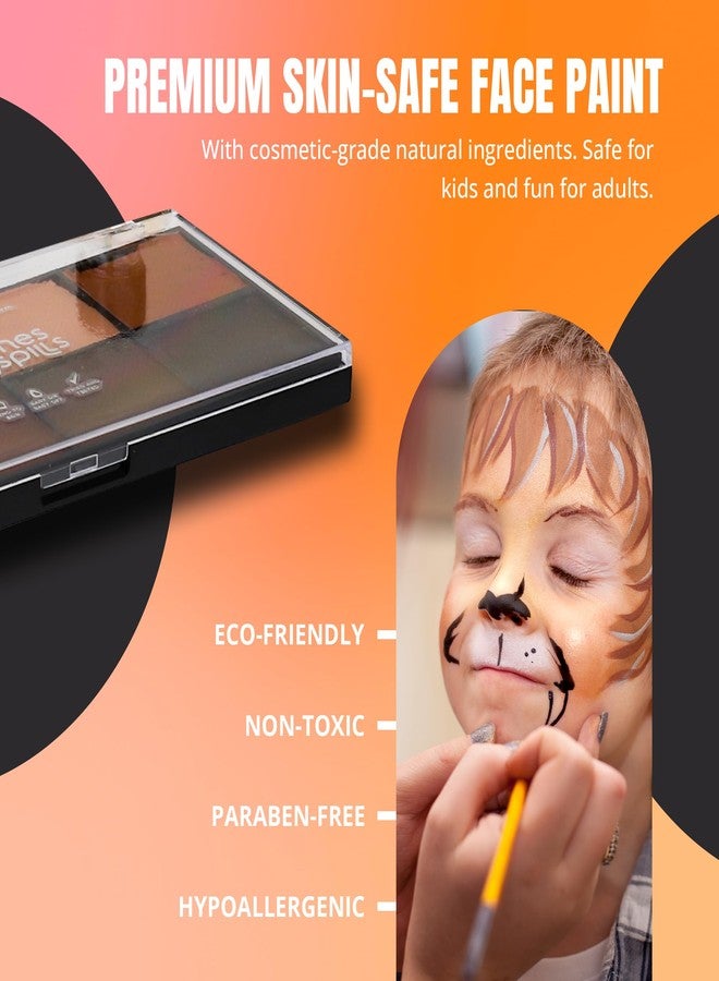 Splashes & Spills Professional Face Painting Palette - Skin Friendly Face Paint Kit - Cruelty-Free & Vegan Water Based Face Paint Makeup for Theatre, SFX & Halloween- 8 Colors 5g Each - Splashes & Spills - Nude Colors - Image 5