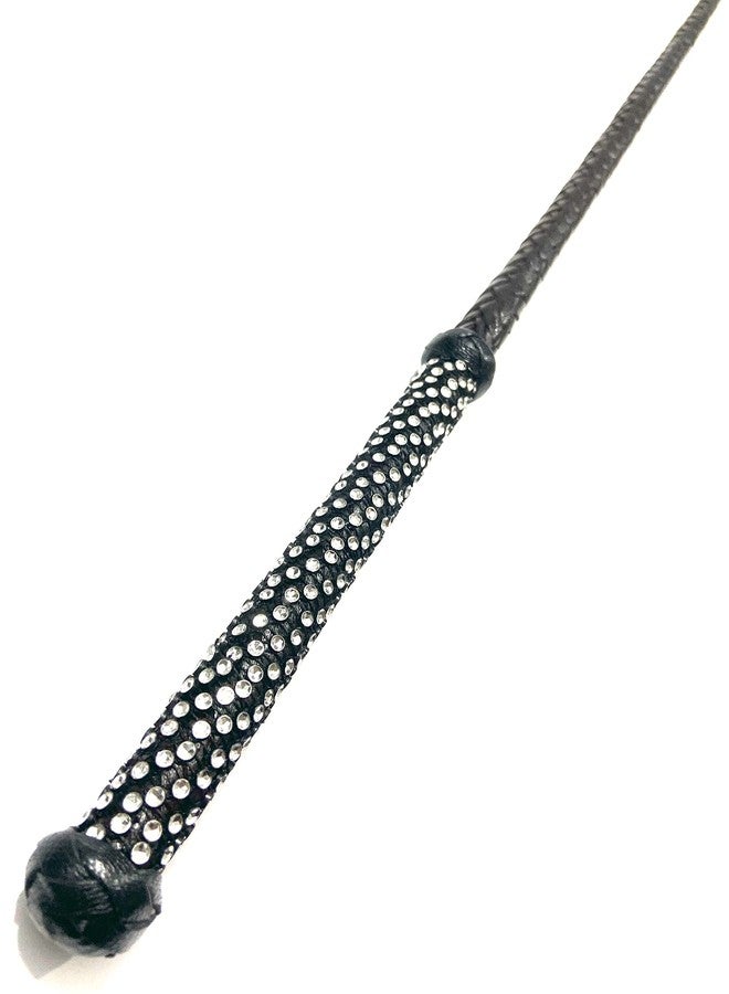 Pets triangle® Crystal Leather Braided Riding Crop Unbreakable Stick Toy and Game Whip 27 inches Brown - Image 2