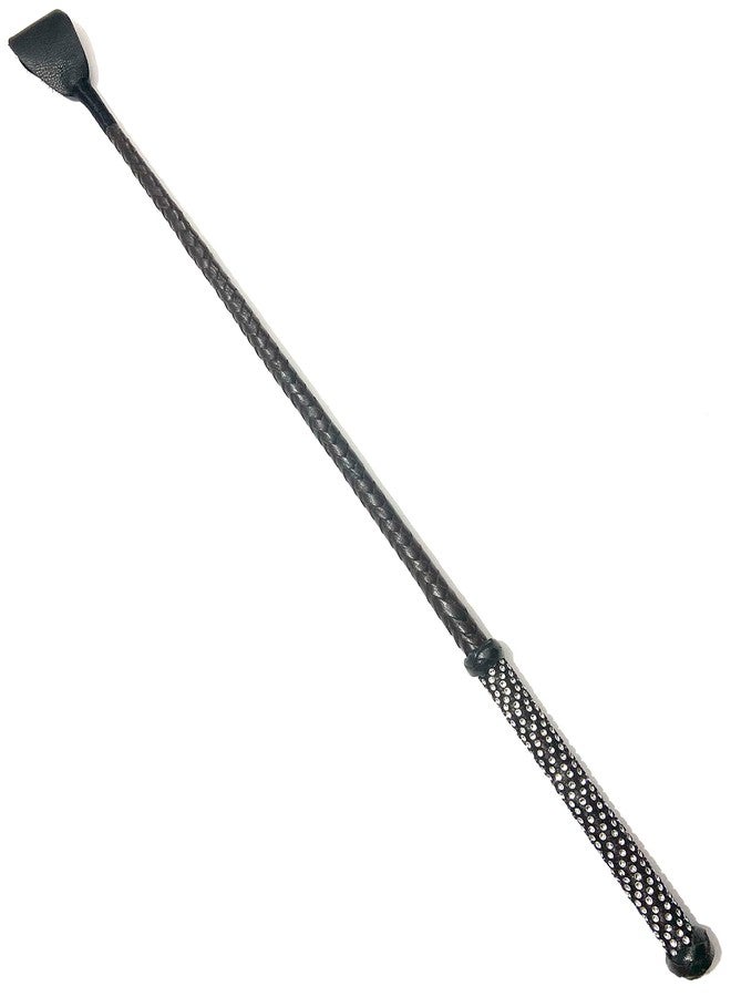 Pets triangle® Crystal Leather Braided Riding Crop Unbreakable Stick Toy and Game Whip 27 inches Brown - Image 1