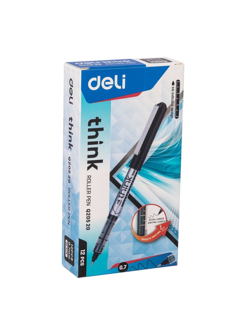 Deli 12-Piece Think Roller Pen 0.7mm Tip Black Ink  - Image 5