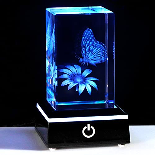 Qianwei Butterfly Gifts for Women, 3D Crystal Monarch Butterfly Figurines Stuff Home Butterflies Decor for Aniaml Lovers Her Statue Paperweight Birthday Christmas Gifts for Best Friend Girls - Image 1