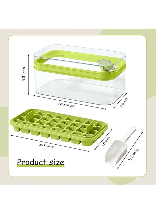 علبة مكعب الجليد مع غطاء و صندوق التخزين ، نقرة واحدة سهلة الإفراج عن 64 جليد صغير ، 2 علبة قالب مكعب الجليد مع حاوية - Image 3