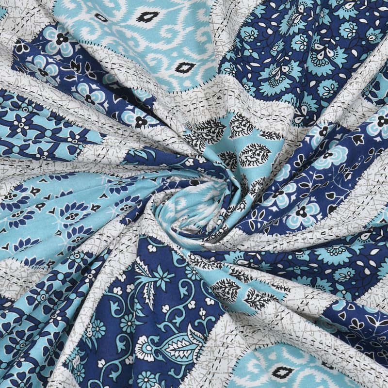 KOTTS & STITCH KOTTS STITCH Cotton Double Bed Bedsheet Set with 2 Pillow Covers 210 TC 237x274 cm Jaipuri Tradtional Ajrak Print - Image 4