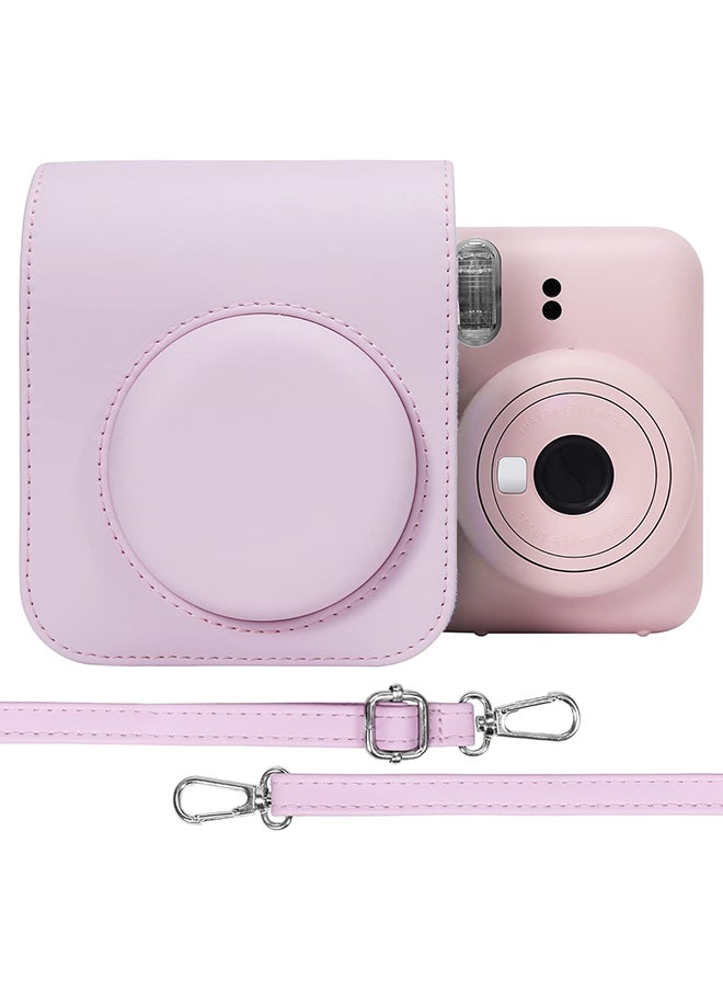 O Ozone PU Leather Camera Case for Fujifilm Instax Mini 12 Instant Camera ,Protective Camera Cover with Adjustable Shoulder Strap - Blossom Pink  - Image 1