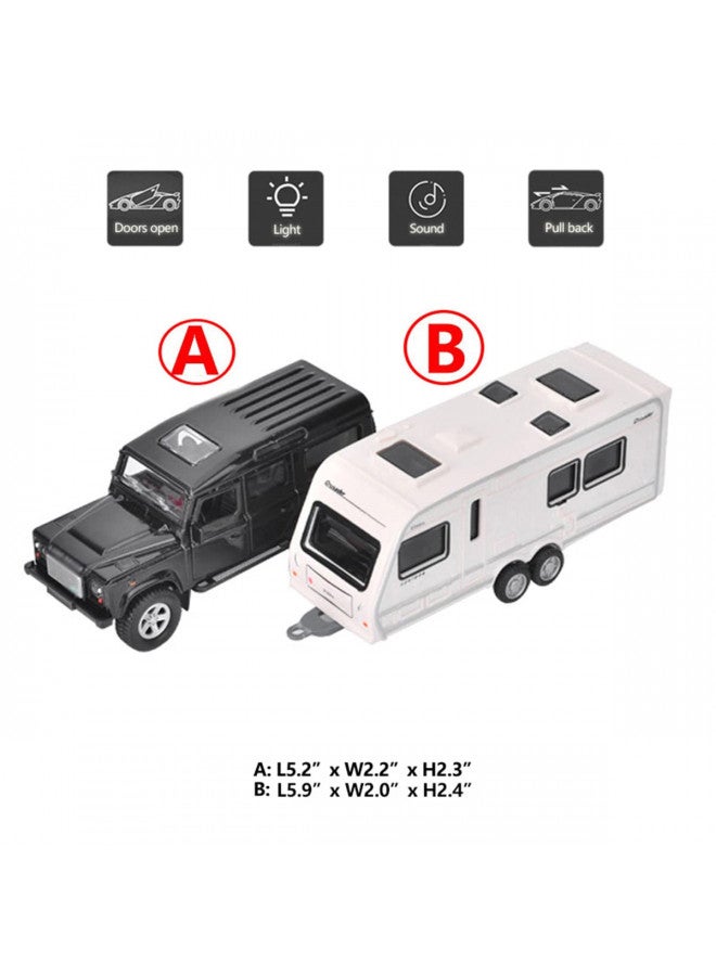 Metanyl Toy Camper SUV Trailer Towing RV Motorhome Toys for Boys Diecast Truck Model Car Metal Pull Back Toy Cars Vehicle, Doors Open Light Sound, Outdoor Land Adventure Play Set, Kids Gifts - Image 1