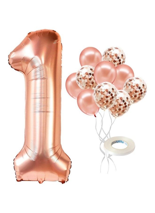 KATCHON Rose Gold 1 Balloon For First Birthday  Giant 40 Inch  One Balloon For First Birthday For Girl  Rose Gold 1 Balloon For 1St Birthday Girl Decoration  Wild One Year Old Birthday Decorations Girl  - Image 1