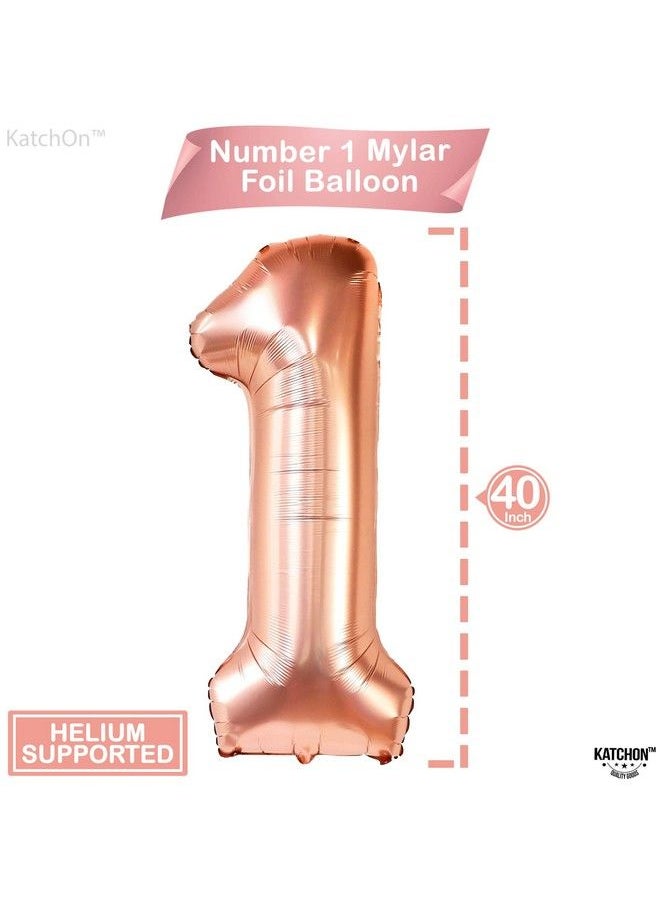 KATCHON Rose Gold 1 Balloon For First Birthday  Giant 40 Inch  One Balloon For First Birthday For Girl  Rose Gold 1 Balloon For 1St Birthday Girl Decoration  Wild One Year Old Birthday Decorations Girl  - Image 4
