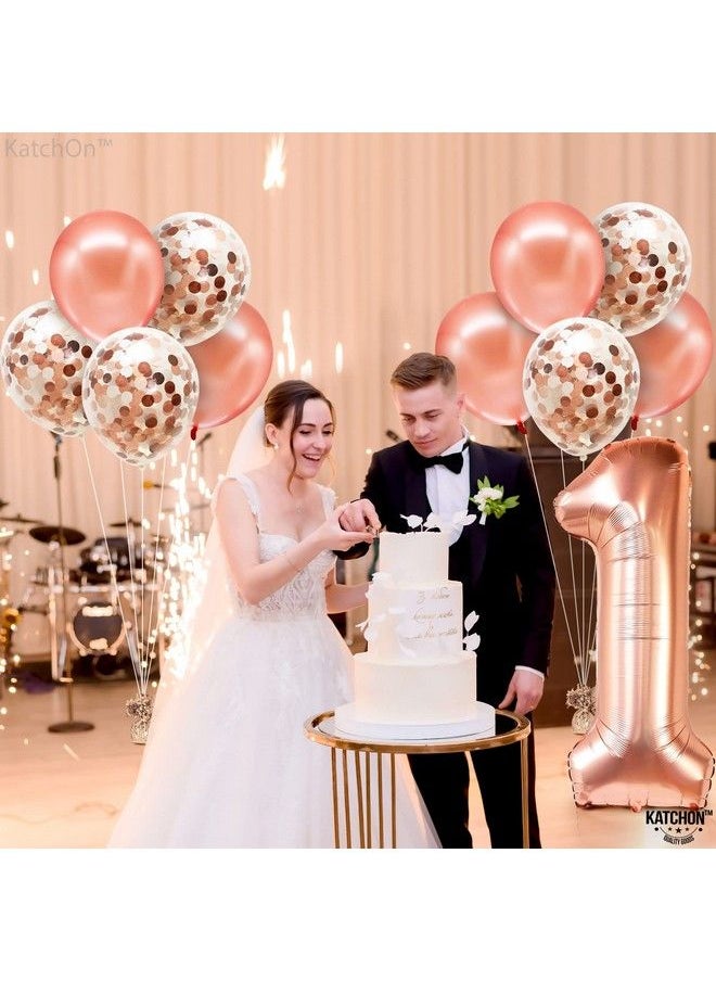 KATCHON Rose Gold 1 Balloon For First Birthday  Giant 40 Inch  One Balloon For First Birthday For Girl  Rose Gold 1 Balloon For 1St Birthday Girl Decoration  Wild One Year Old Birthday Decorations Girl  - Image 3