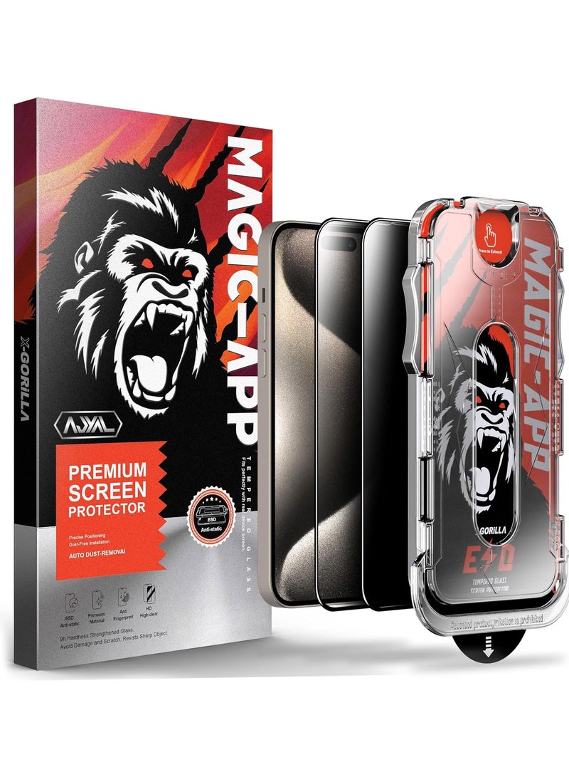 AJYAL iPhone 16 PRO MAX Privacy [2-PACKS] Auto Alignment Screen Protector [Privacy Screen Protector] Full Cover Edge to Edge - Image 1