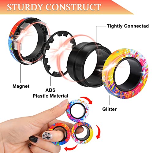 Cevioce Easter Basket Stuffers for Teens Boys Girls 3Pcs Magnetic Rings Fidget Toy Set ADHD Anxiety Magnetic Fidget Toys Adults Fidget Spinner Rings for Relief Easter Gifts for Kids 8 Year Old - Image 5