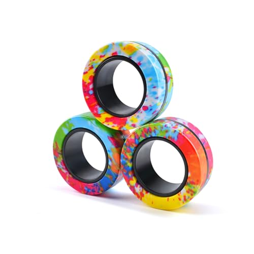 Cevioce Easter Basket Stuffers for Teens Boys Girls 3Pcs Magnetic Rings Fidget Toy Set ADHD Anxiety Magnetic Fidget Toys Adults Fidget Spinner Rings for Relief Easter Gifts for Kids 8 Year Old - Image 1