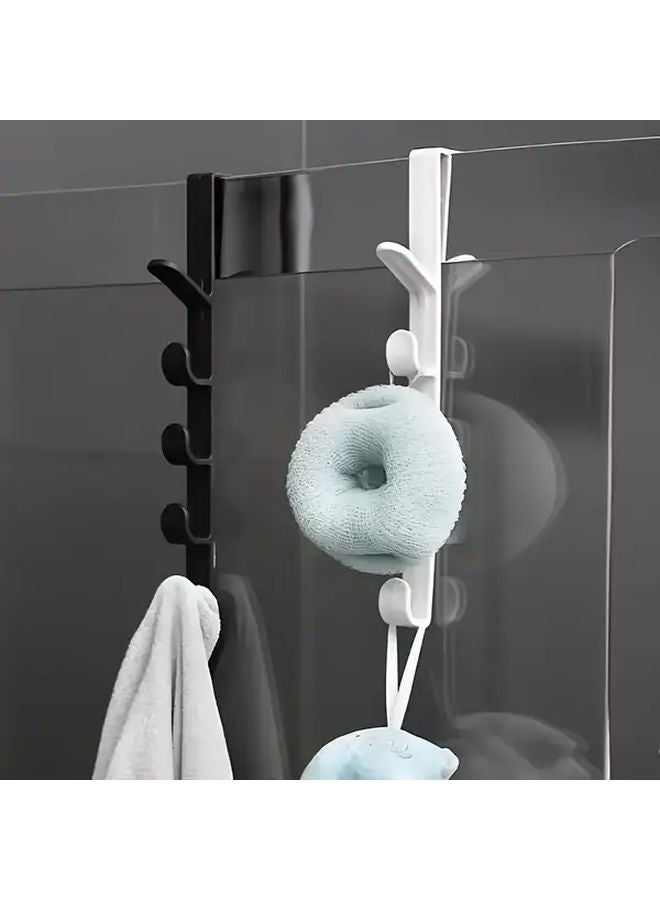 Black 4pcs 5 Hook Over The Door Hanger Organizer For Bathroom Bedroom Wardrobe - Image 5