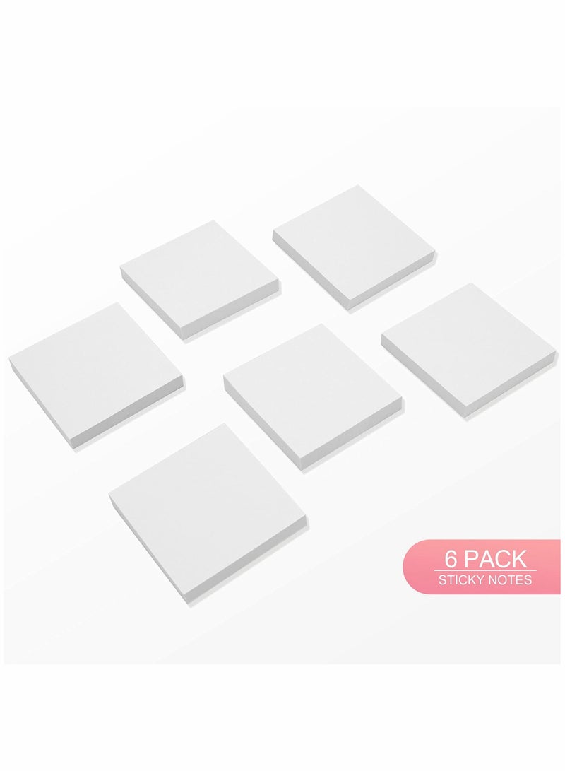 Sticky Notes 3x3 Inches, 600 Sheets White Color Self-Stick Pads, 6 Pads/Pack, 100 Sheets/Pad, Great Value Pack - Image 2