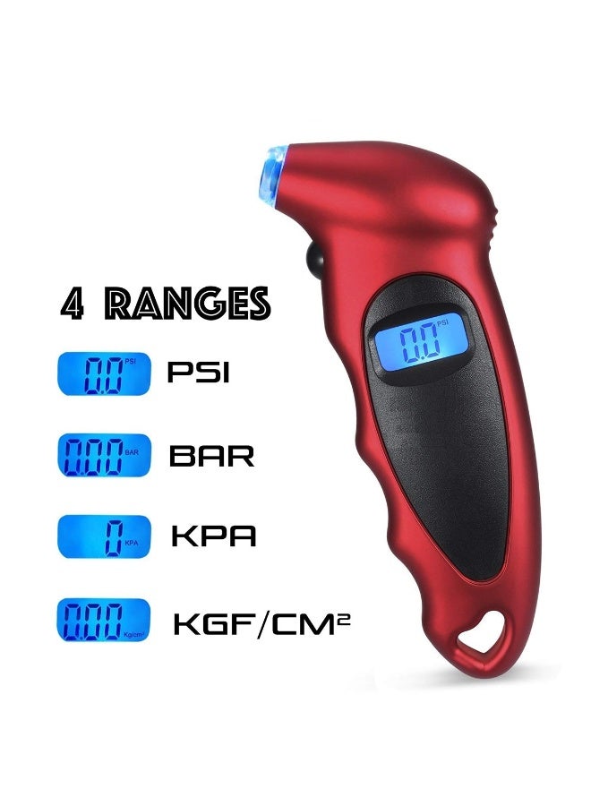 3XR Digital Tire Pressure Gauge with Backlit LCD Display, LED Lighted Nozzle, Multi-Unit PSI BAR KPA KG/CM², Auto Shut-Off, Portable Air Pressure Tester for Car Bike Truck SUV Motorcycle RV - 804 - Image 4