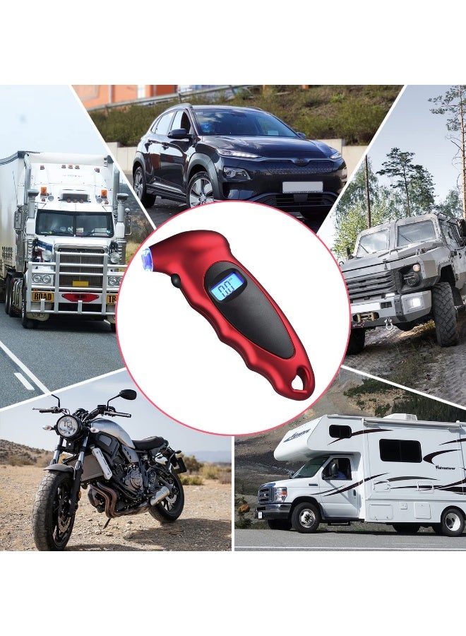 3XR Digital Tire Pressure Gauge with Backlit LCD Display, LED Lighted Nozzle, Multi-Unit PSI BAR KPA KG/CM², Auto Shut-Off, Portable Air Pressure Tester for Car Bike Truck SUV Motorcycle RV - 804 - Image 3
