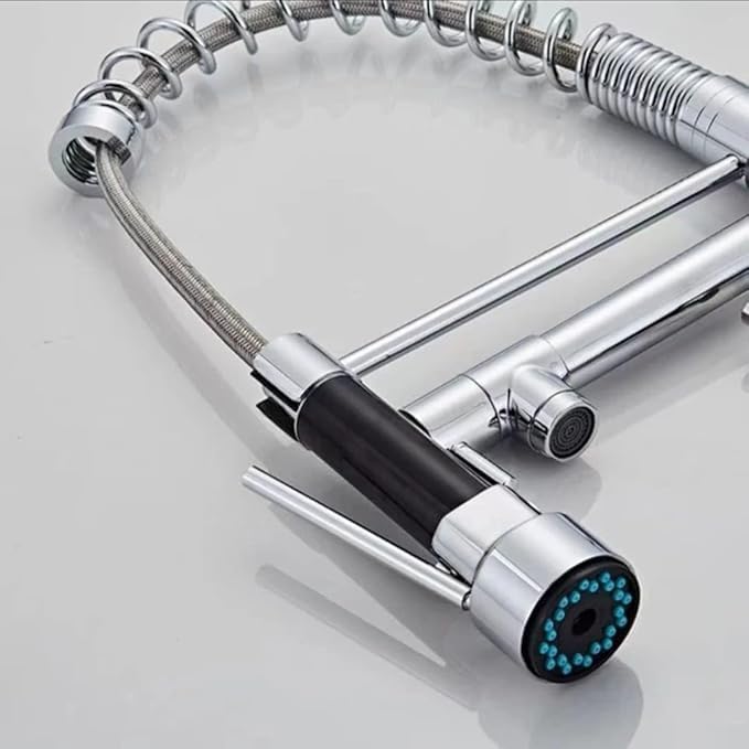 Yopple 2Mode PullDown Kitchen Faucet Spring Style 360 Swivel Sink Tap Dual Spout Stainless Steel Mixer Hot Cold Water Commercial Home Use PullOut Spray - Image 3