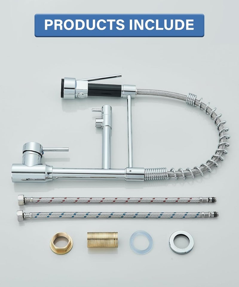 Yopple 2Mode PullDown Kitchen Faucet Spring Style 360 Swivel Sink Tap Dual Spout Stainless Steel Mixer Hot Cold Water Commercial Home Use PullOut Spray - Image 5
