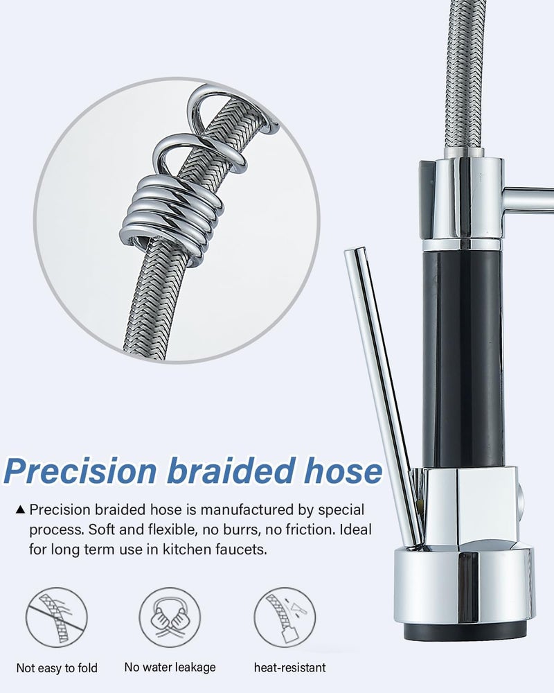 Yopple 2Mode PullDown Kitchen Faucet Spring Style 360 Swivel Sink Tap Dual Spout Stainless Steel Mixer Hot Cold Water Commercial Home Use PullOut Spray - Image 4