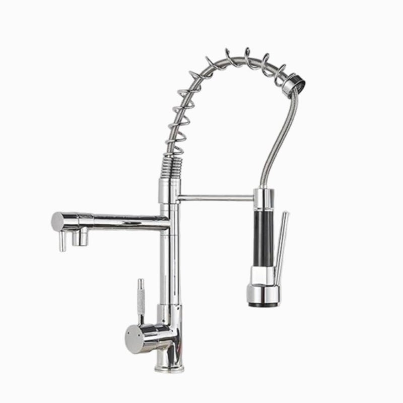 Yopple 2Mode PullDown Kitchen Faucet Spring Style 360 Swivel Sink Tap Dual Spout Stainless Steel Mixer Hot Cold Water Commercial Home Use PullOut Spray - Image 1
