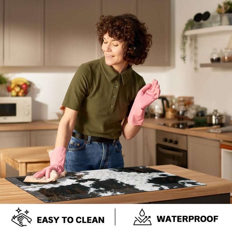 Tyrot Cowhide Kitchen Mat Cushioned Anti Fatigue - 1/2 Inch Thick Western Cow Kitchen Mats for Floor, Non Slip PVC Waterproof Standing Desk Ergonomic Comfort Rugs for Sink, Office, Laundry, 17.3x39 - Image 5