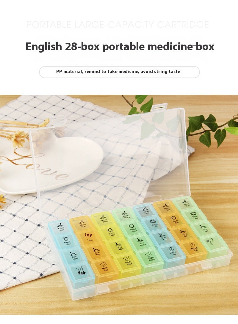 لبونير منظم الأقراص الأسبوعي - علبة أقراص أسبوعية - علبة أقراص بحجم كبير لحفظ الأدوية للسفر لمدة 7 أيام للفيتامينات والأدوية - Image 2