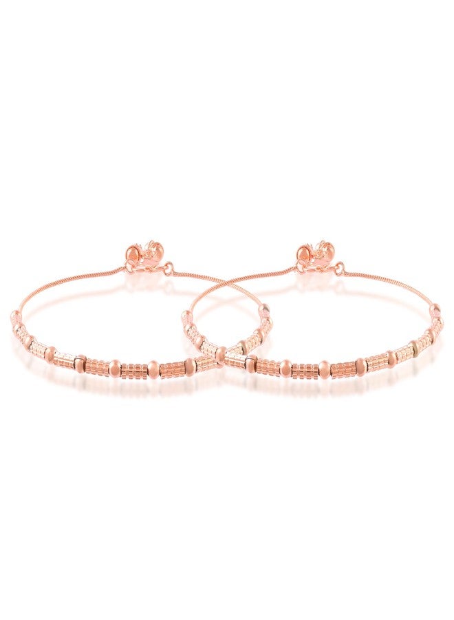 Superstore18 Brass Rose Gold Plated Anklet for Women Payal pajeb Ethnic modern Traditional Fusion Jewellery for Women (SST1644AKSV) - Image 2