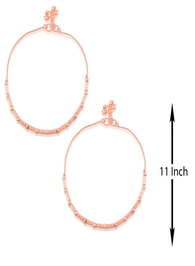 Superstore18 Brass Rose Gold Plated Anklet for Women Payal pajeb Ethnic modern Traditional Fusion Jewellery for Women (SST1644AKSV) - Image 4