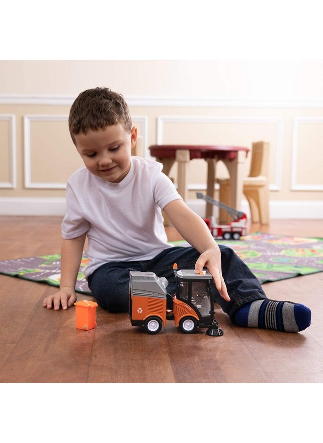 Toy To Enjoy - Street Sweeper Truck With Light & Sound Effects Friction Powered Wheels, Removable Garbage Can & Rotating Brushes Heavy Duty Plastic Cleaning Vehicle Toy For Kids & Children By Toy To Enjoy - Image 1