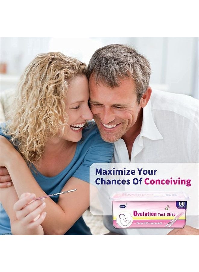 David - 50 Ovulation Test Strips, Ovulation Predictor kit, Fertility Test for Women, 50 Free Urine Cup, Fertility Tracker Kit, Accurate Results - 50 Count, LH Test, EXP 10-30-2023 - Image 1