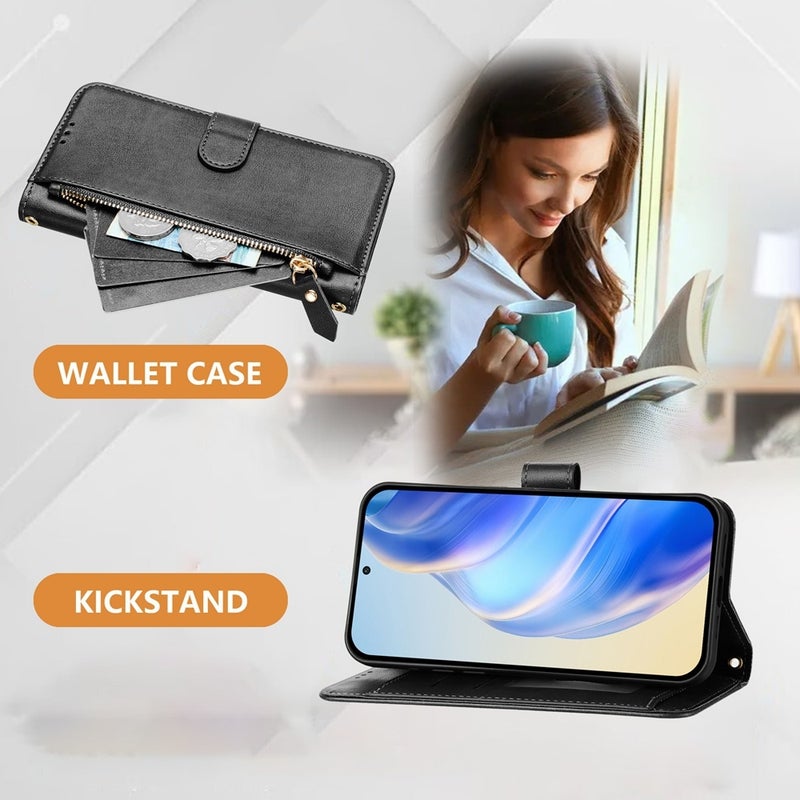 HuHa Protective Cover For Nokia C10 / C20 Multi-Card Slots Zipper Wallet Leather Phone Case(Black) - Image 3