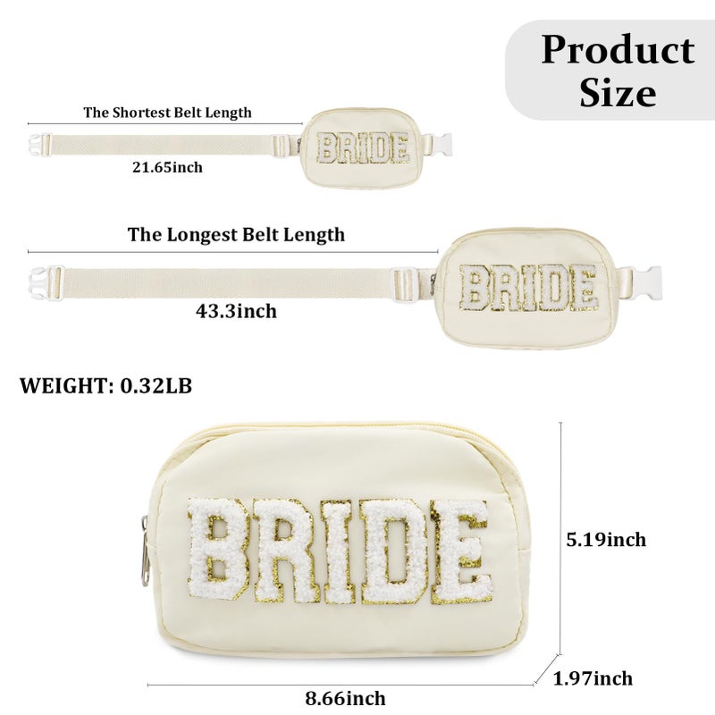 Lamyba Bachelorette Gifts for Bride Fanny Pack, Bride to be Gifts for Bridal Shower Party Wedding day, Belt Bag for Bride with Adjustable Strap, Waterproof Crossbody Waist Bag, Beige - Image 2