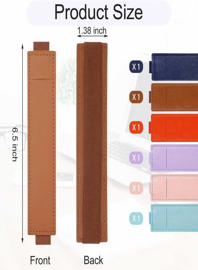 KYLELOVE Elastic Pen Holder for Notebook,6 Pack PU Leather Adjustable Notebook Pen Pouch Sleeve Pencil Holder Straps for Notebook Planners Binders Books Accessories - Image 2