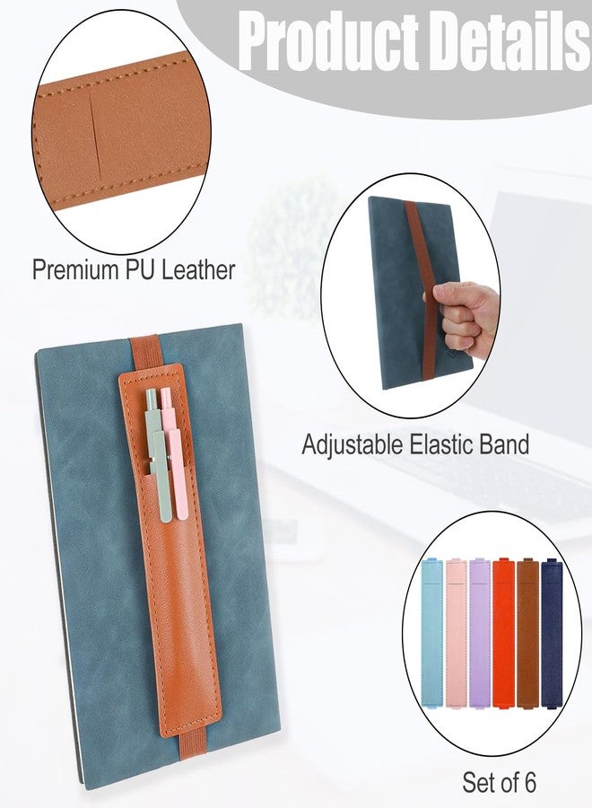 KYLELOVE Elastic Pen Holder for Notebook,6 Pack PU Leather Adjustable Notebook Pen Pouch Sleeve Pencil Holder Straps for Notebook Planners Binders Books Accessories - Image 3