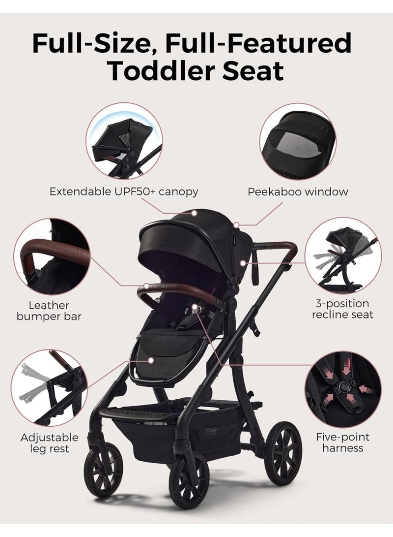 Momcozy عربة أطفال ChangeGo، عربة قابلة للتحويل من فردية إلى مزدوجة إلى عربة مع 23 تكوين، سرير أطفال، مقعد متضمن، عجلات PU كبيرة، نظام تعليق لجميع العجلات وسقف قابل للتمديد UPF50+ - Image 4