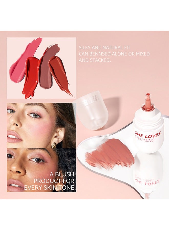 Sheloves Charming  Liquid Blush- Velvet Cream Lightweight Natural Looking Waterproof Long Lasting Blush Makeup for Cheek Natural Looking Soft Cream Liquid Blush Stick (#03) - Image 5