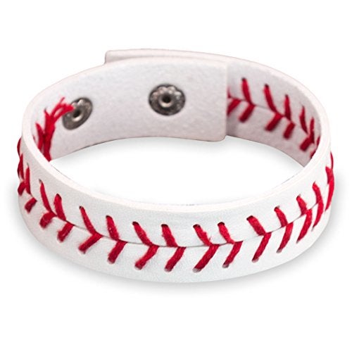 ChalkTalkSPORTS Authentic Baseball Leather Bracelet | Baseball Jewelry - Image 1