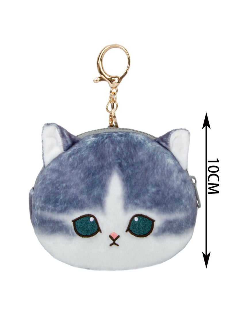 Blue And White Cat Coin Purse Pendant Keychain Plush Doll Backpack Accessories Bag Pendant Cartoon Bag Ornament Doll Gift - Image 2
