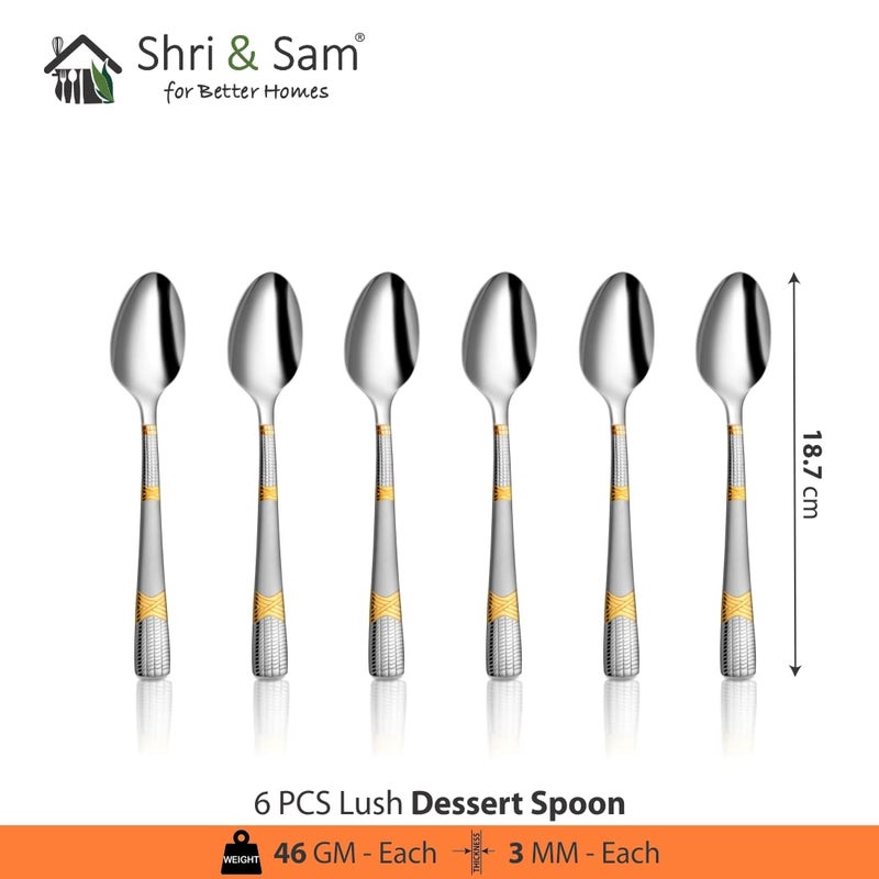 Shri & Sam Shri & Sam High Grade Stainless Steel Lush 6 PCS Dinner Spoon  - Image 3