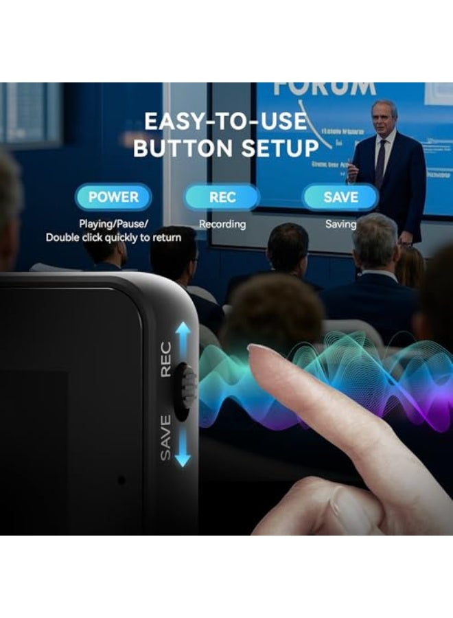 AL RAID 128GB Digital Voice Recorder with Playback SOUNDVALUE Recording Device with Screen & AI Noise Cancellation MP3 Player, 1600H Recording, Auto-Save for Meetings, Lectures, Interviews - Image 3