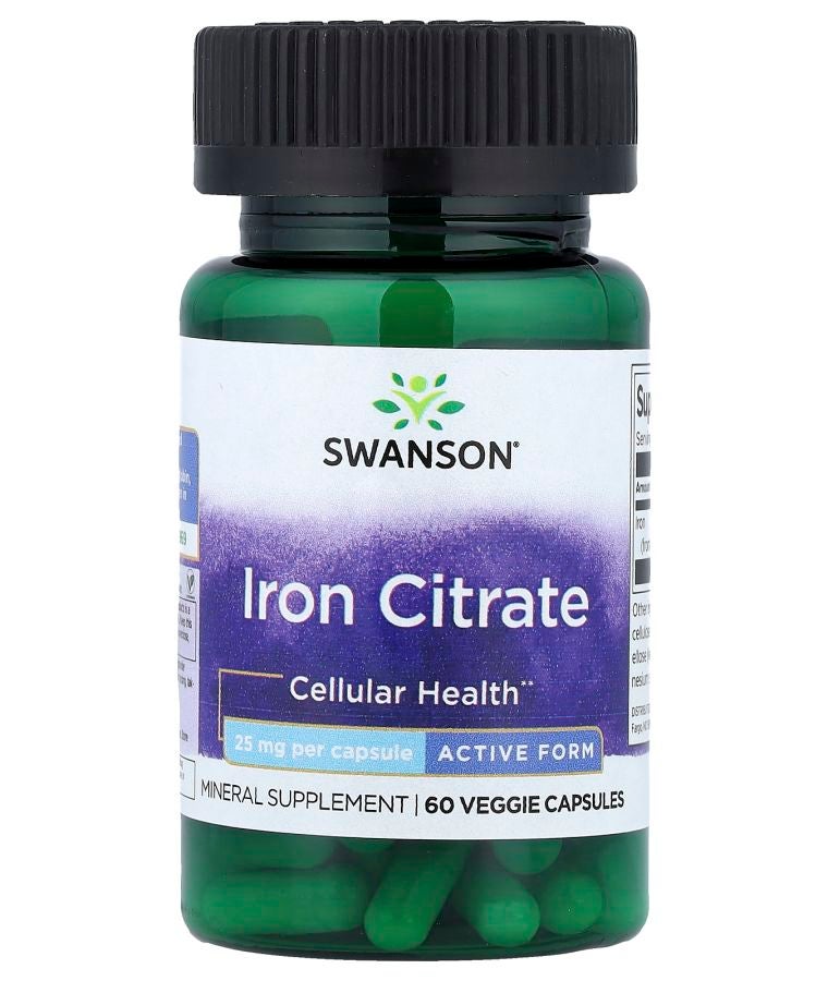 Iron Citrate Active Form 25 mg 60 Veggie Capsules