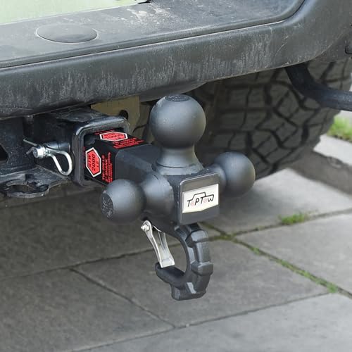 TOPTOW 64011HP Trailer Tri Ball Hitch Mount with Beast Hook Matte Black Fits for 2 inch Receiver Towing Box with Hitch Pin Kit - Image 2