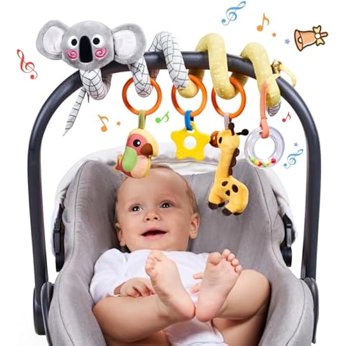 TUMAMA SPIRAL CAR SEAT TOYS BABY TOYS FOR 0 3 6 9 12 MONTHS, INFANT STROLLER TOY NEWBORN HANGING TOYS WITH RATTLE - Image 1