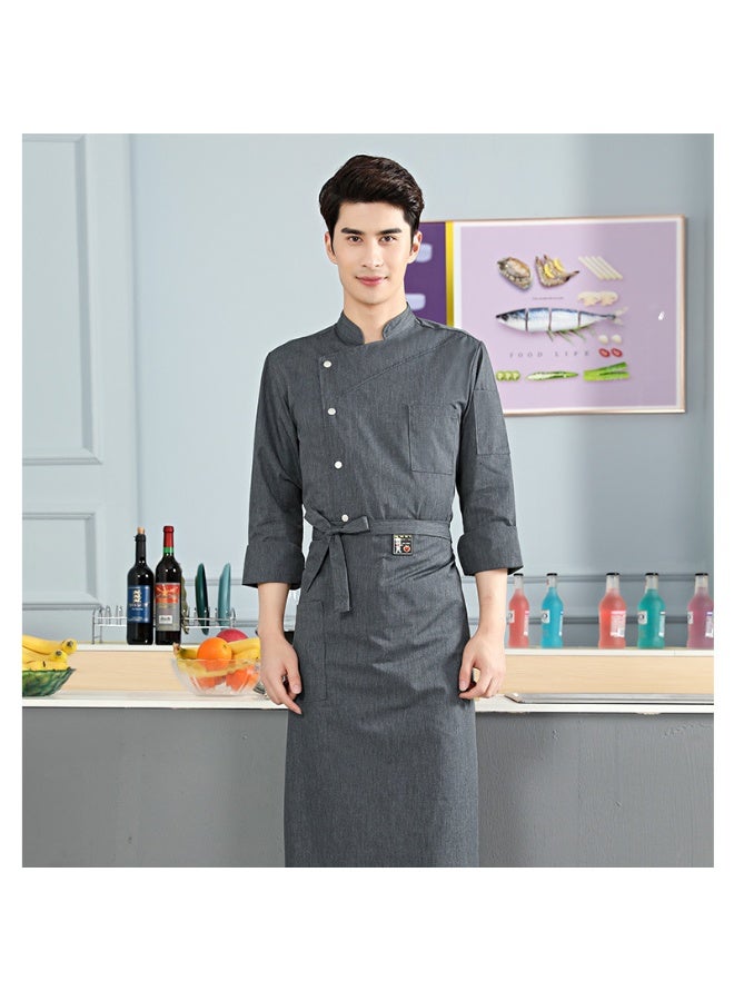 NIBEMINENT High-End Hotel Chef Overalls Autumn and Winter Restaurant Baking Chef Thickened Work Wear Men's  Anti-Static Kitchen  - Image 1