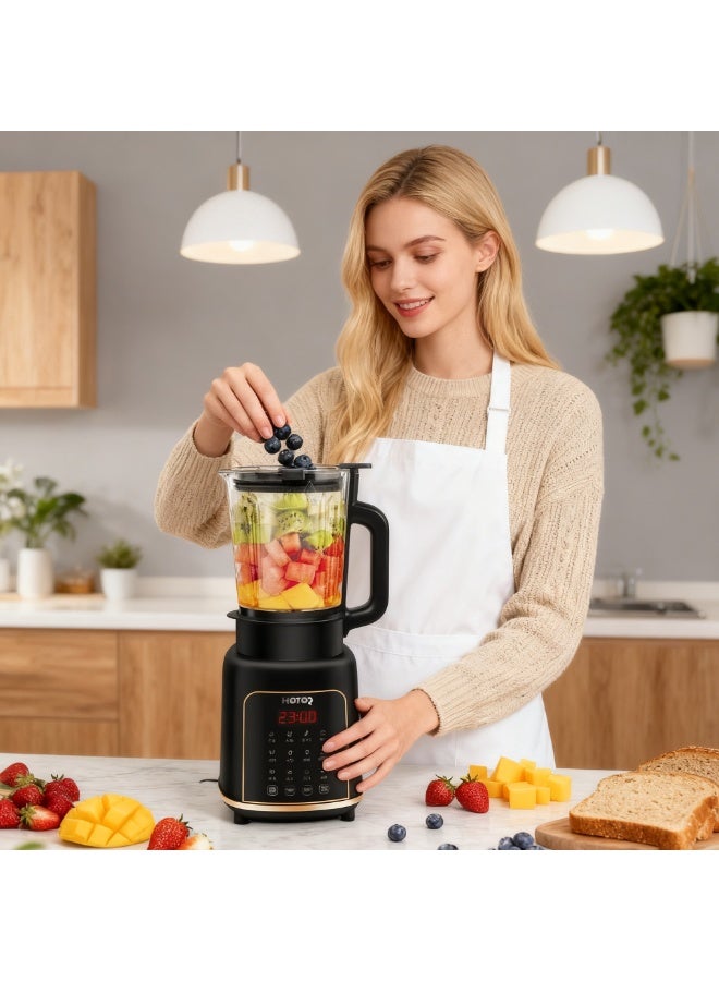 HOTOR Smart Blender Smoothie Maker,1.65L Professional Blenders,Food Processor,Baby Food Blender with Heating Function Timer for Crushing Ice,Soup, Fruit, Vegetable,Pumpkin Congee,Soybean Milk,Coffee/1200W,Black - Image 1