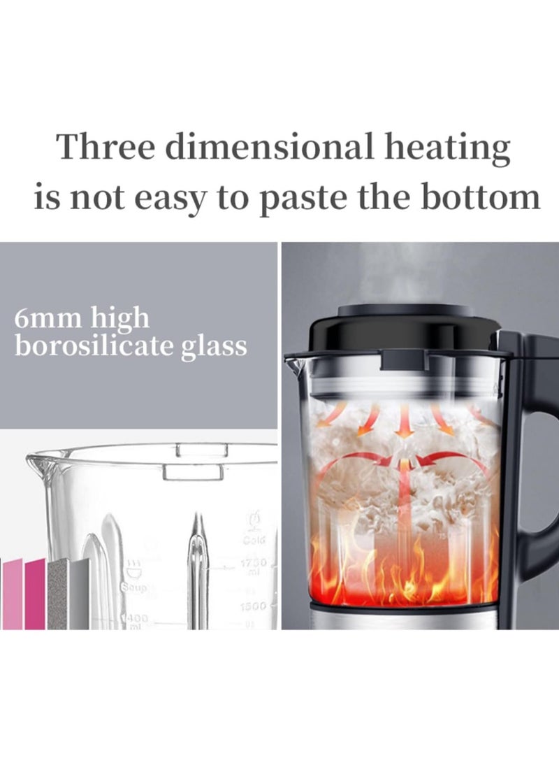 HOTOR Smart Blender Smoothie Maker,1.65L Professional Blenders,Food Processor,Baby Food Blender with Heating Function Timer for Crushing Ice,Soup, Fruit, Vegetable,Pumpkin Congee,Soybean Milk,Coffee/1200W,Black - Image 4