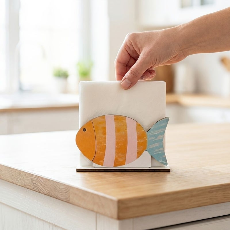 Nordic Ocean Series Wooden Tissue Holder Mediterranean Sailboat Napkin Organizer SCM2500 - Image 4
