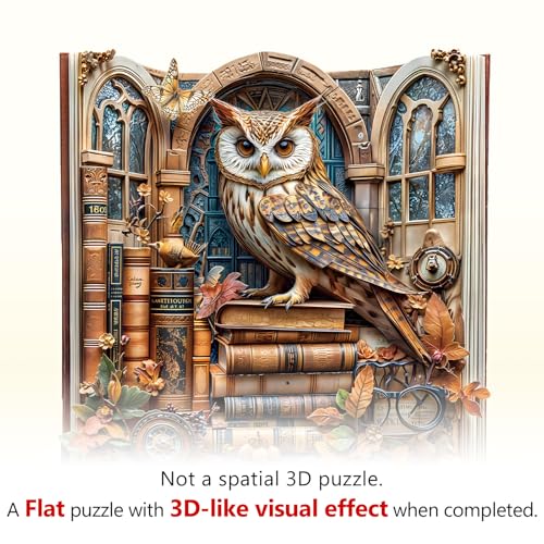WOODBESTS Wooden Puzzles for Adults275 Pieces126 122in Bookcase Owl Wood Puzzles AdultUnique Shape Wooden Jigsaw Puzzles with Wooden Storage BoxPersonalized Gifts for Puzzle Lovers - Image 5